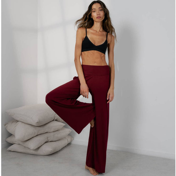 Soft Modal Rib Foldover Pant | Calliope Wine - Echo Market