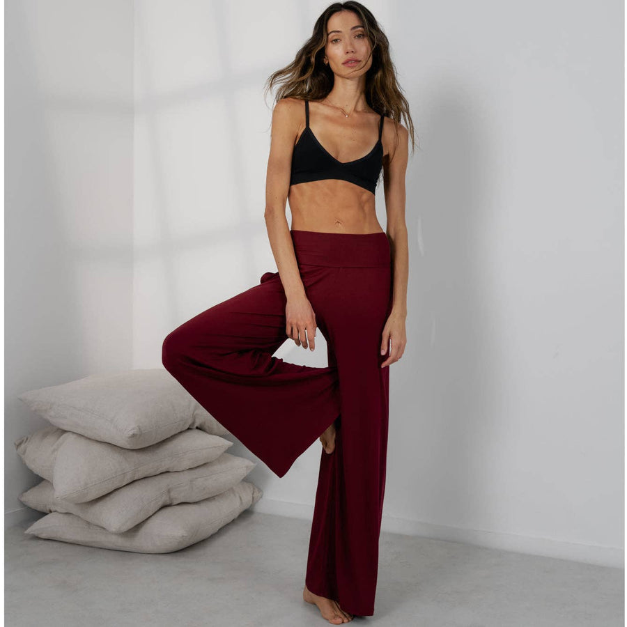 Soft Modal Rib Foldover Pant | Calliope Wine - Echo Market