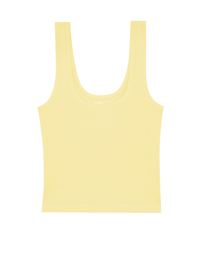 Huha Sporty Crop Tank in Limoncello on a white background