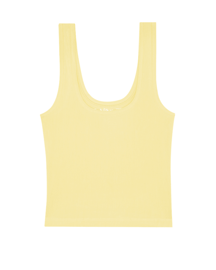 Huha Sporty Crop Tank in Limoncello on a white background