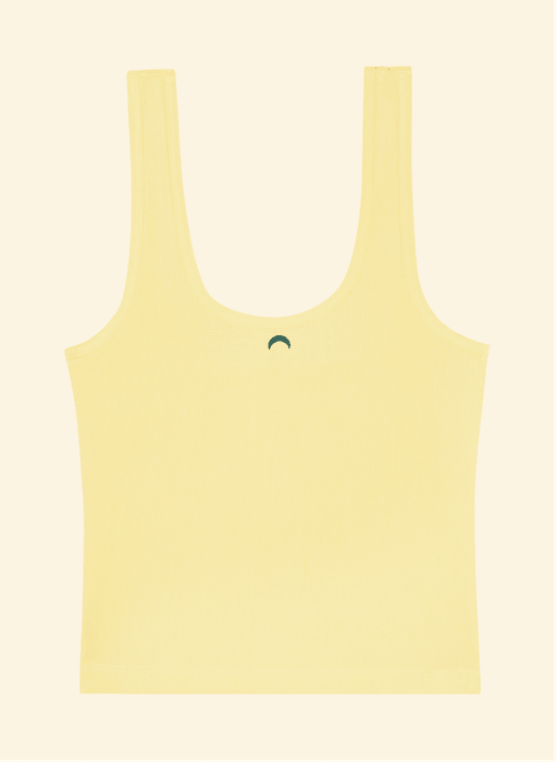 Huha Sporty Crop Tank in limoncello on a plain background