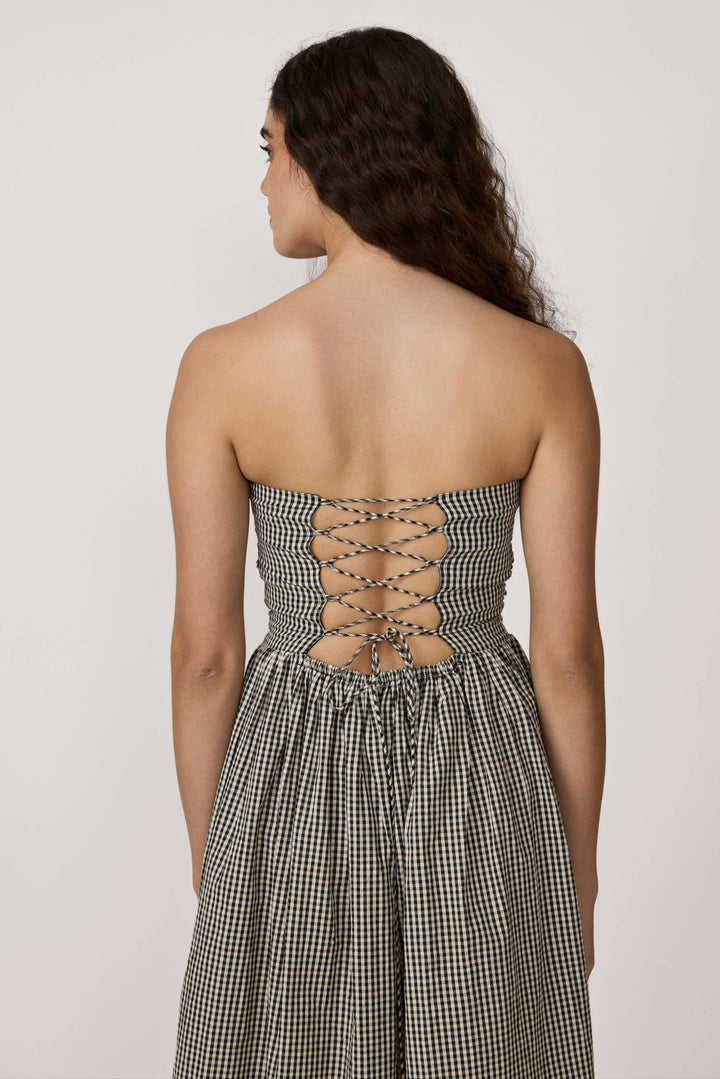 Strapless Tie Back Dress | Gingham - Echo Market