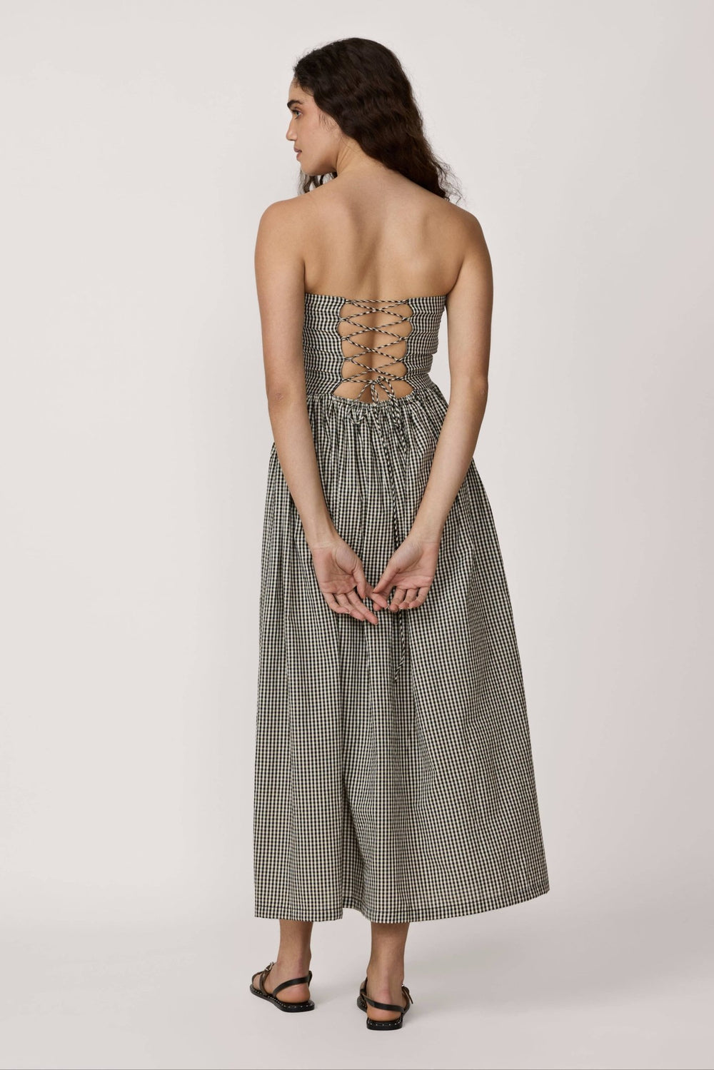 Strapless Tie Back Dress | Gingham - Echo Market