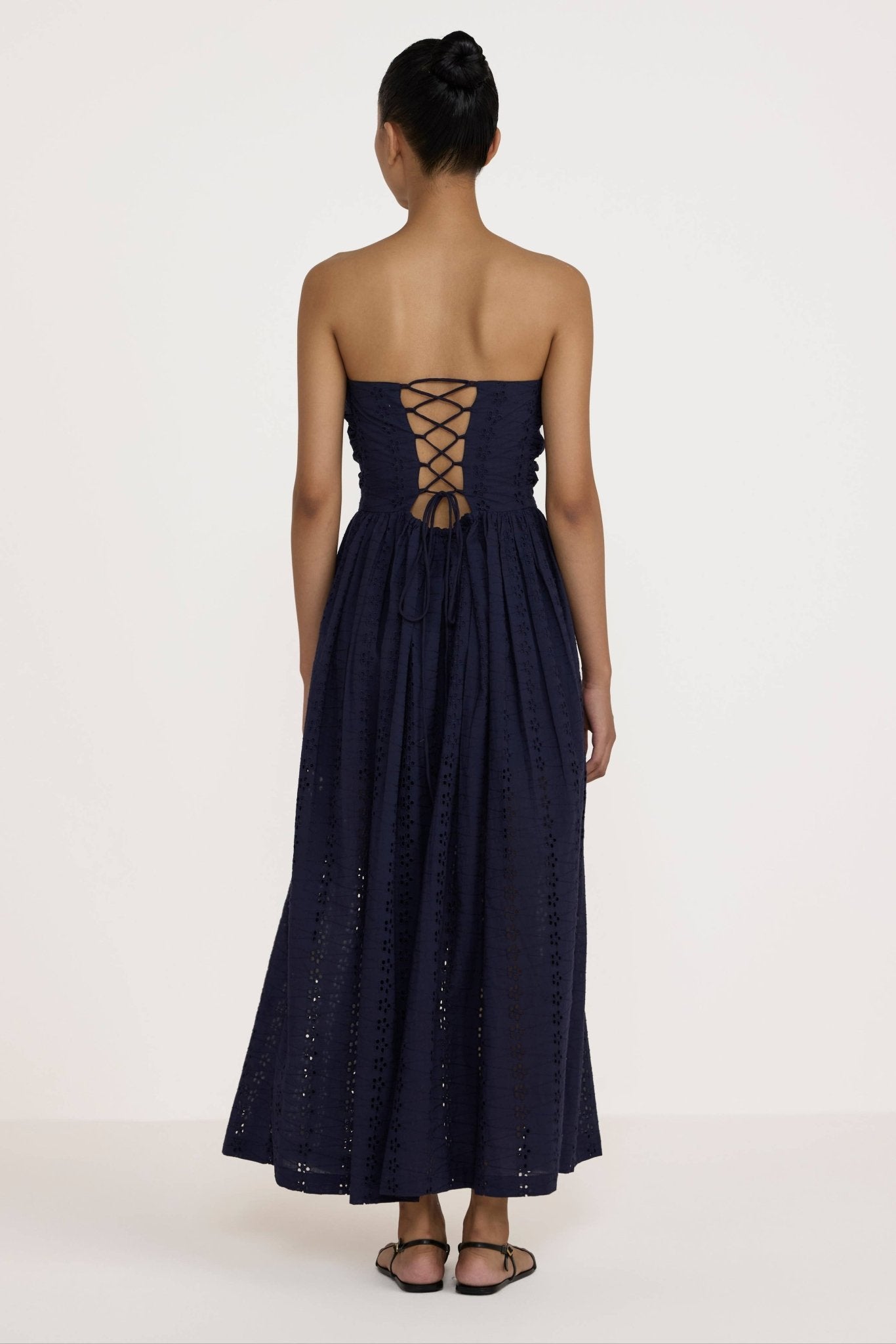 Strapless Tie Back Dress | Navy Lace - Echo Market