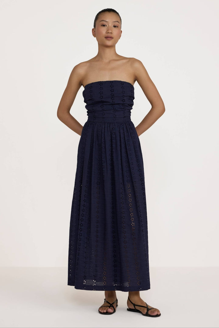 Strapless Tie Back Dress | Navy Lace - Echo Market