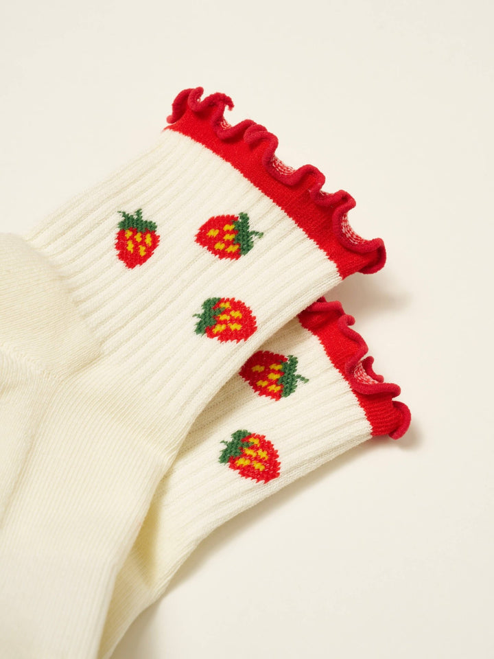 🍓 Strawberry Ruffle Grip Sock | Pilates Socks - Echo Market