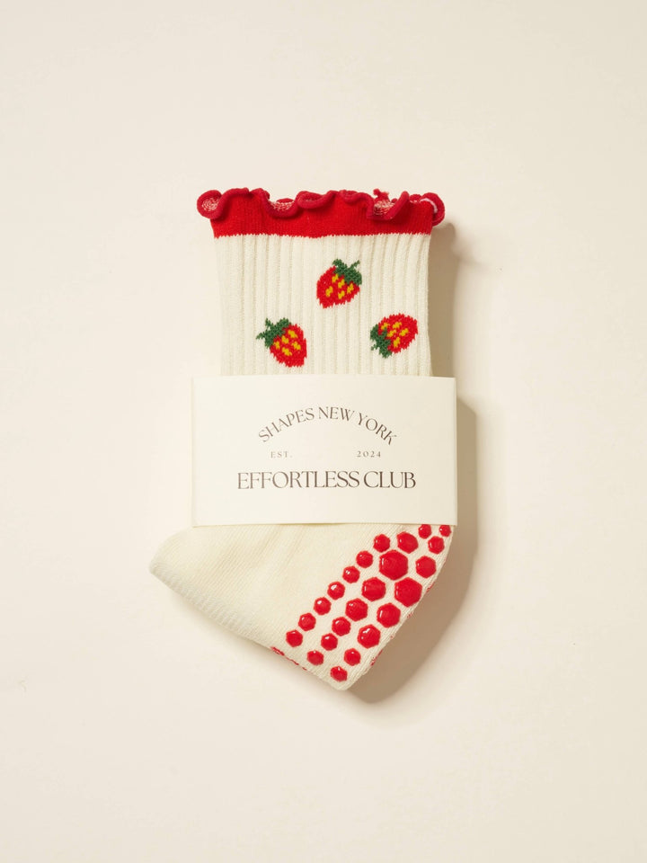 🍓 Strawberry Ruffle Grip Sock | Pilates Socks - Echo Market