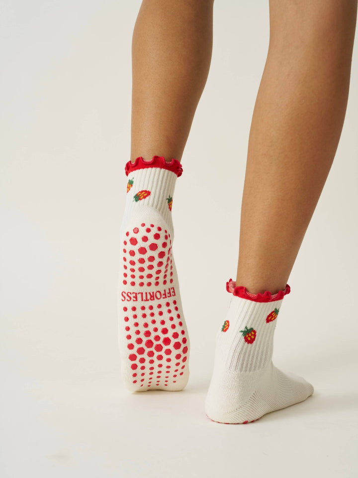🍓 Strawberry Ruffle Grip Sock | Pilates Socks - Echo Market