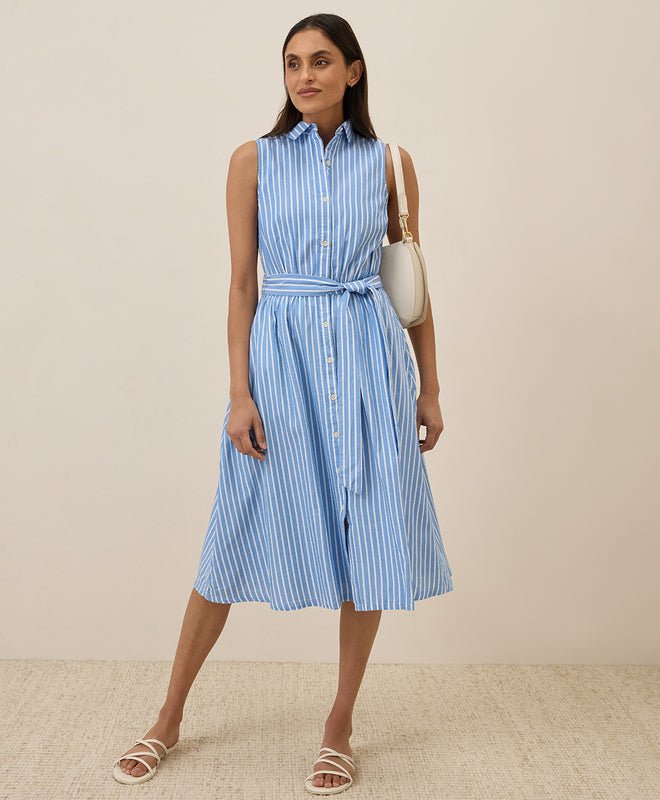 Sunset Lightweight Cotton Sleeveless Shirtdress - Echo Market