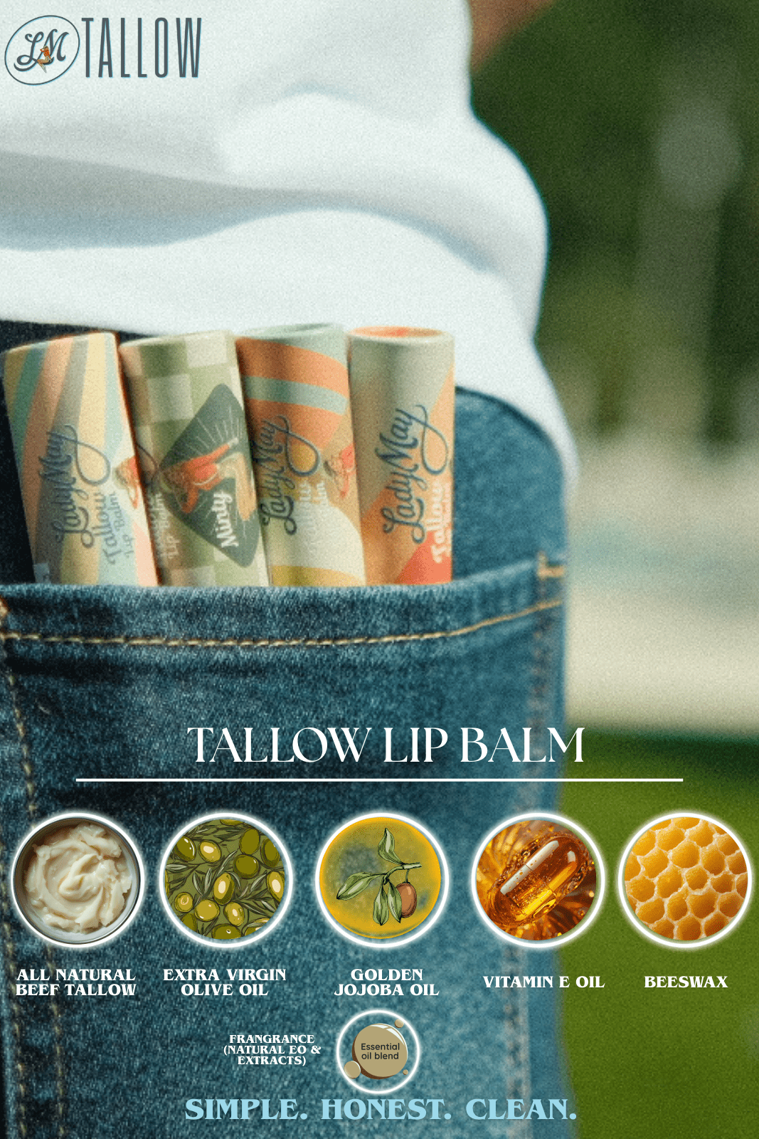 Tallow Lip Balm | Grasshopper Mint - Echo Market