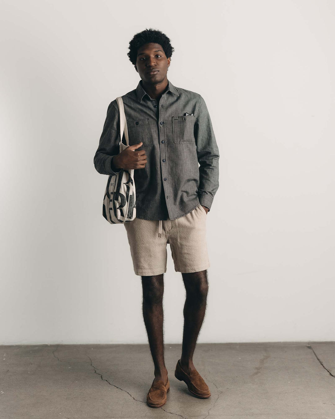 The Apres Short | Heather Oat Crepe - Echo Market