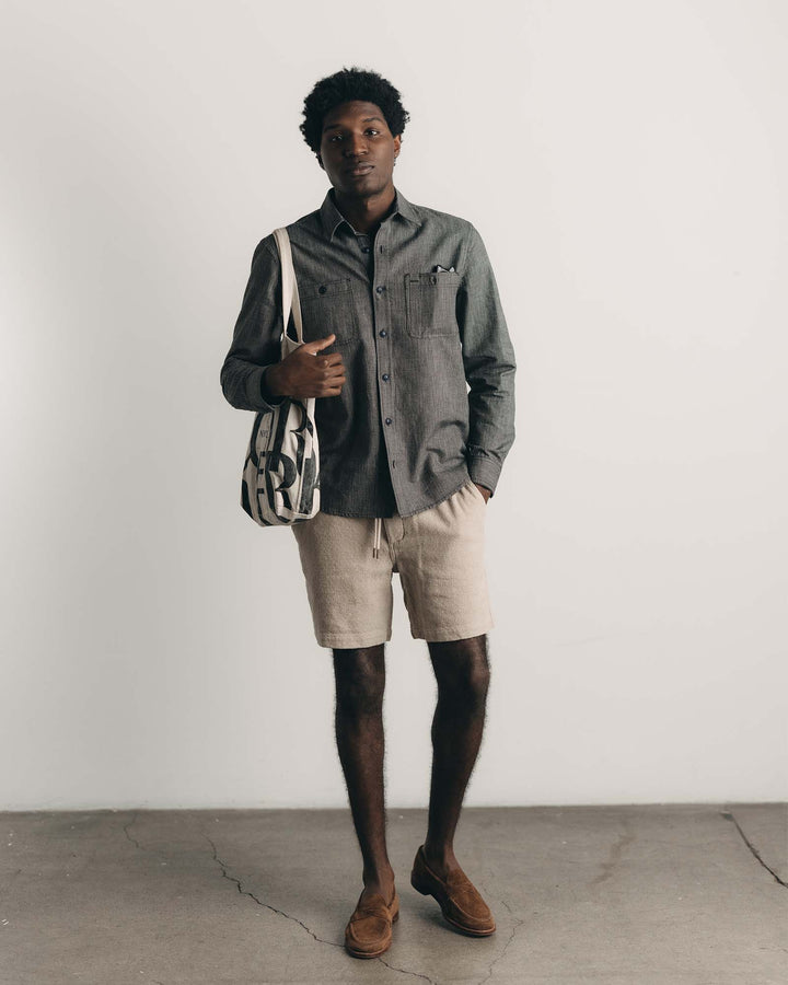 The Apres Short | Heather Oat Crepe - Echo Market