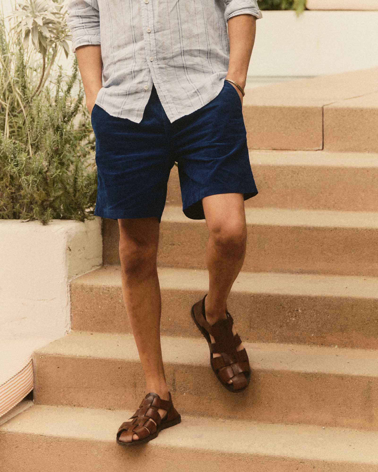 The Apres Short | Rinsed Indigo Pincord - Echo Market