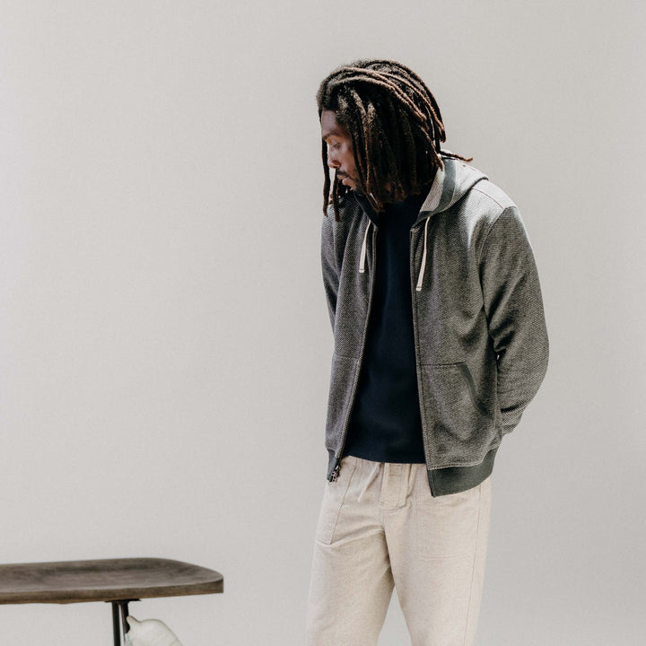 The Après Zip Hoodie in Graphite French Terry Twill - Echo Market