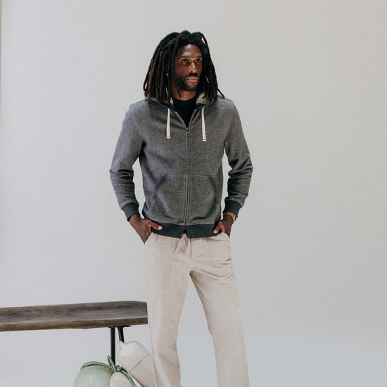 The Après Zip Hoodie in Graphite French Terry Twill - Echo Market