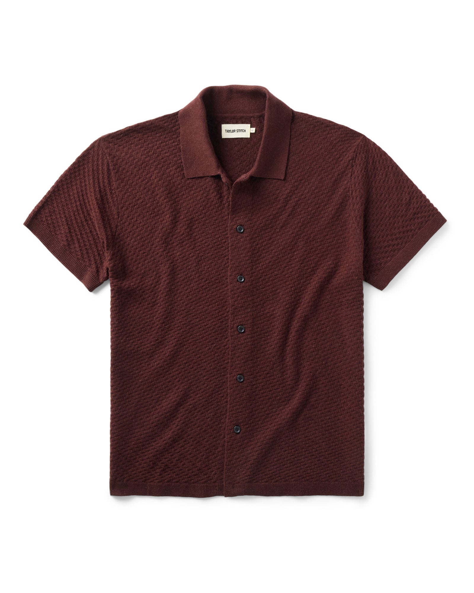 The Arlo Sweater Polo
in Burgundy Texture Knit on a white background