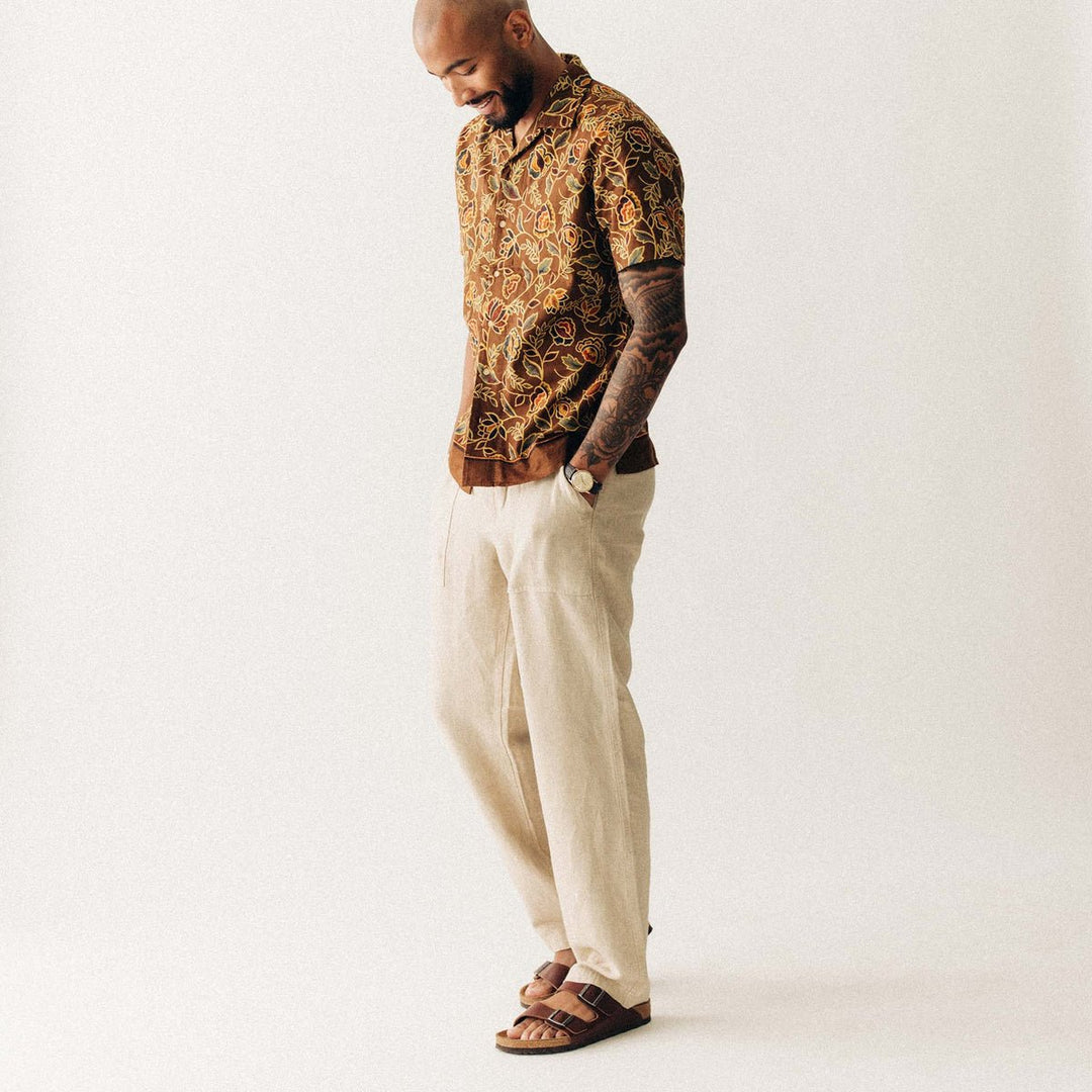 The Breakwater Pant in Natural Herringbone - Echo Market