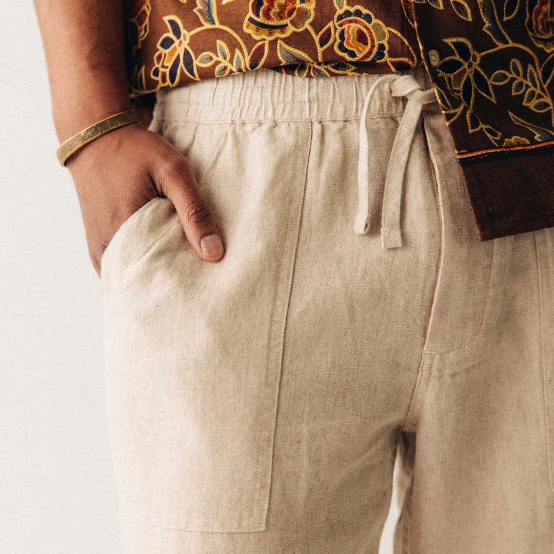 The Breakwater Pant in Natural Herringbone - Echo Market