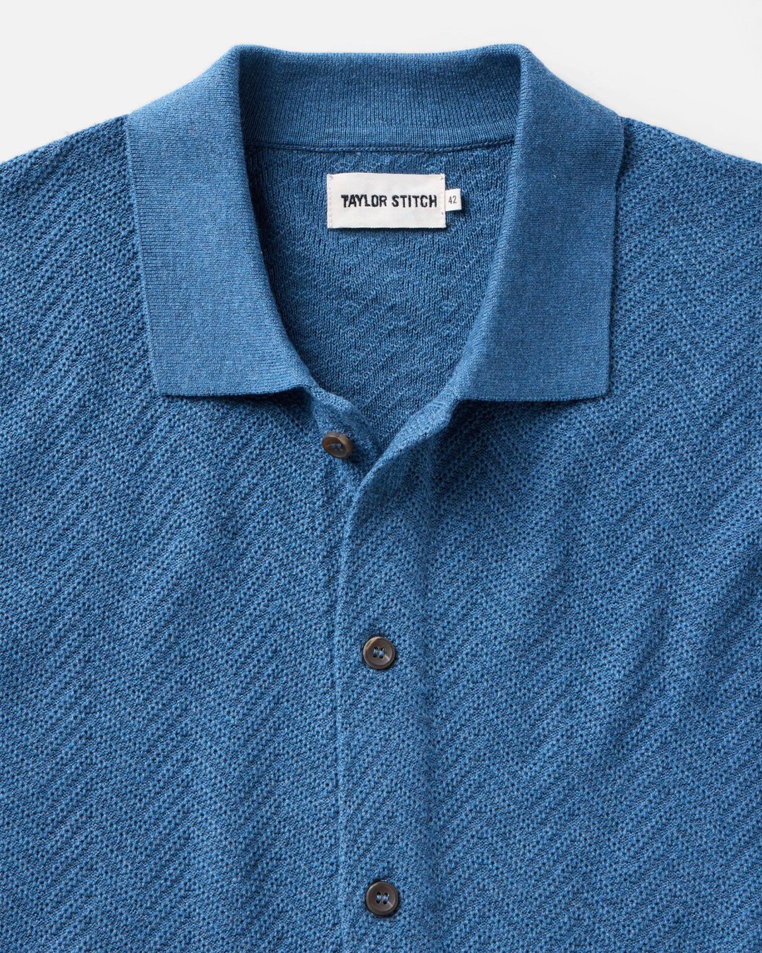 Taylor Stitch Button Down Polo
in Gulf Stream Herringbone on white background.