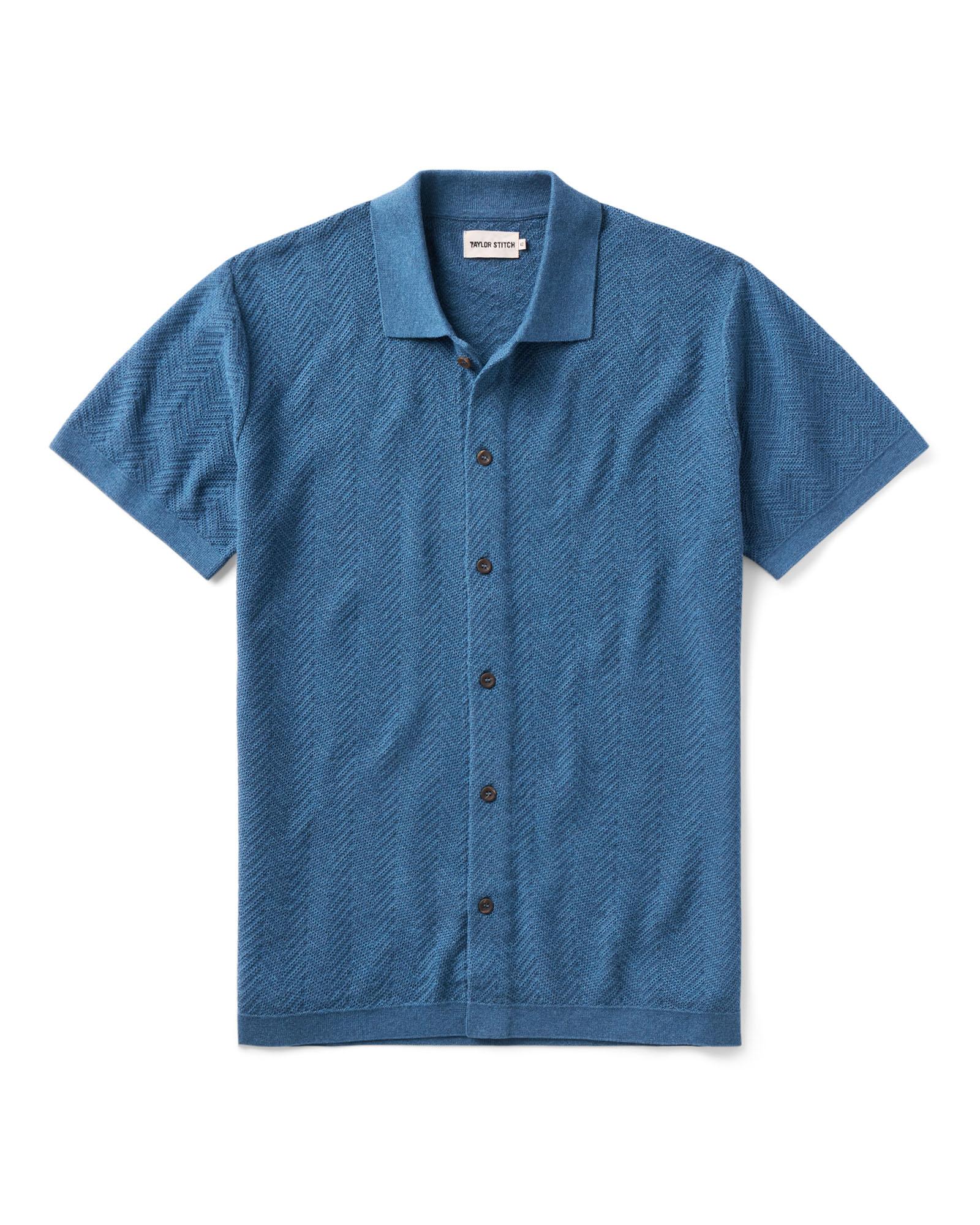 Taylor Stitch Button Down Polo
in Gulf Stream Herringbone on white background.