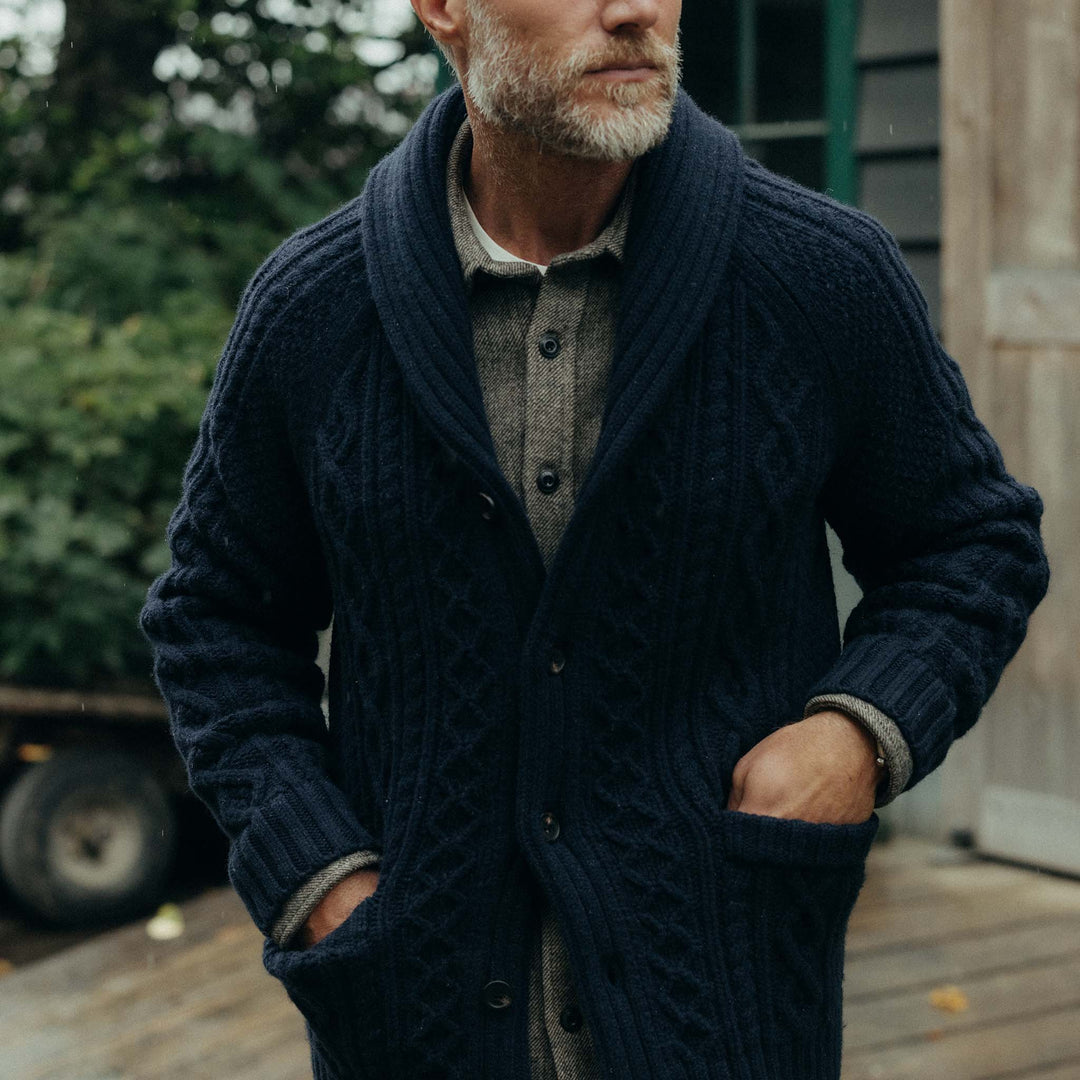 The Cascade Shawl Cardigan | Heather Marine - Echo Market