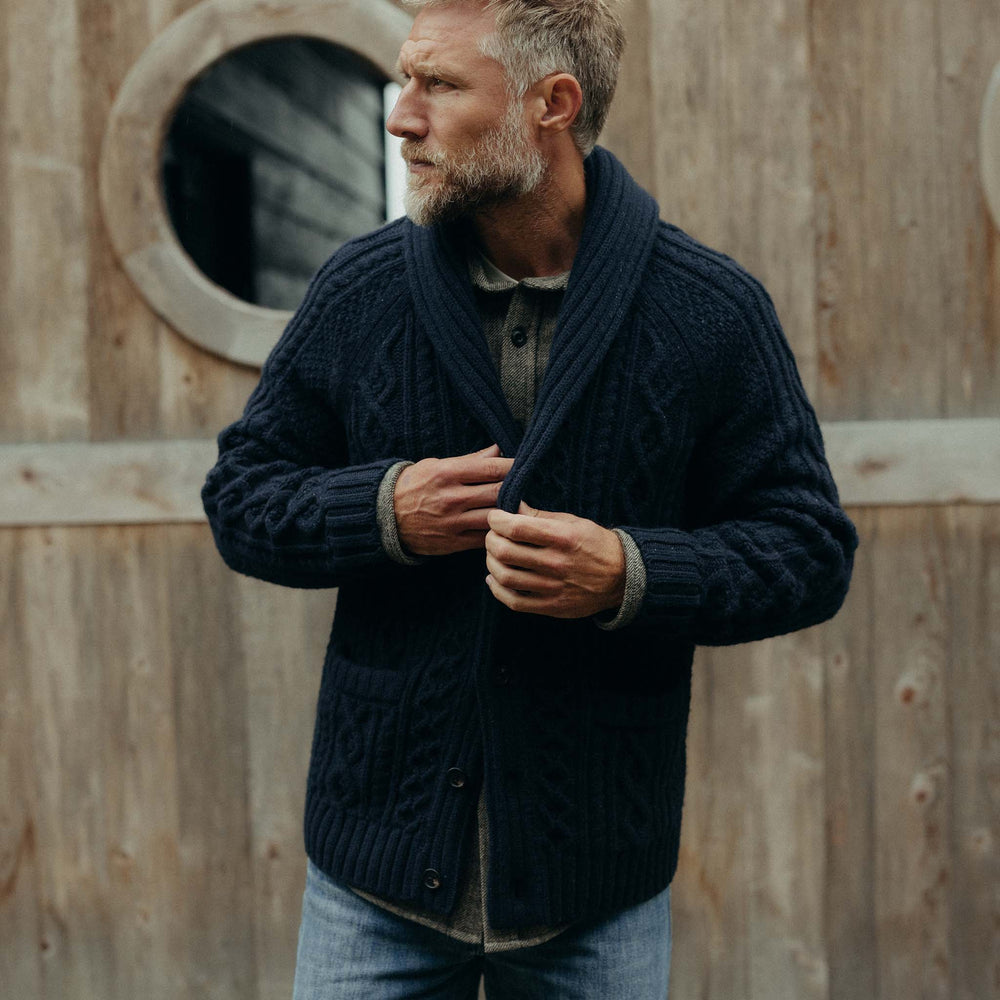 The Cascade Shawl Cardigan | Heather Marine - Echo Market