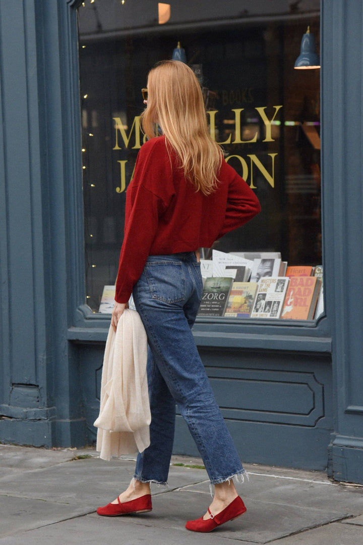 The Cashmere Kaia Cropped Cardigan | Pomegranate - Echo Market