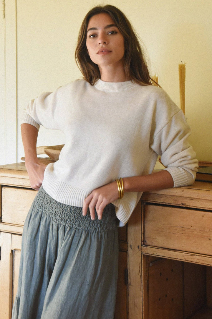 The Cashmere Malaya Crew Neck | Moon - Echo Market
