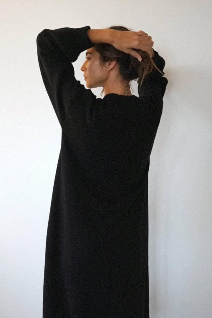The Cashmere Marlow Long Cardigan | Noir - Echo Market