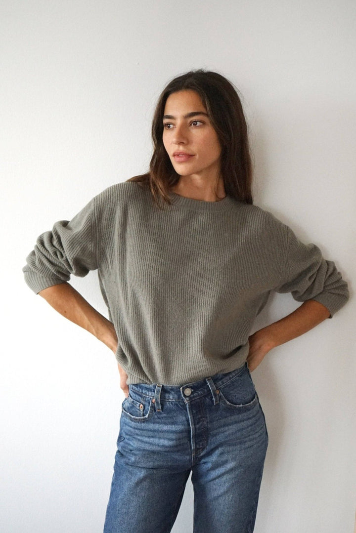 The Cashmere Maya Crew Neck | Sage - Echo Market