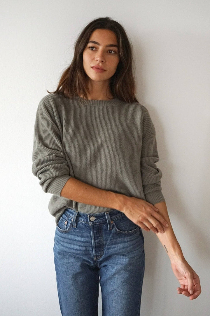 The Cashmere Maya Crew Neck | Sage - Echo Market