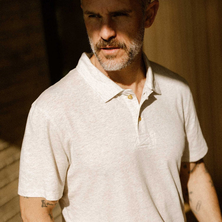 The Cotton Hemp Polo in Heather Oat - Echo Market