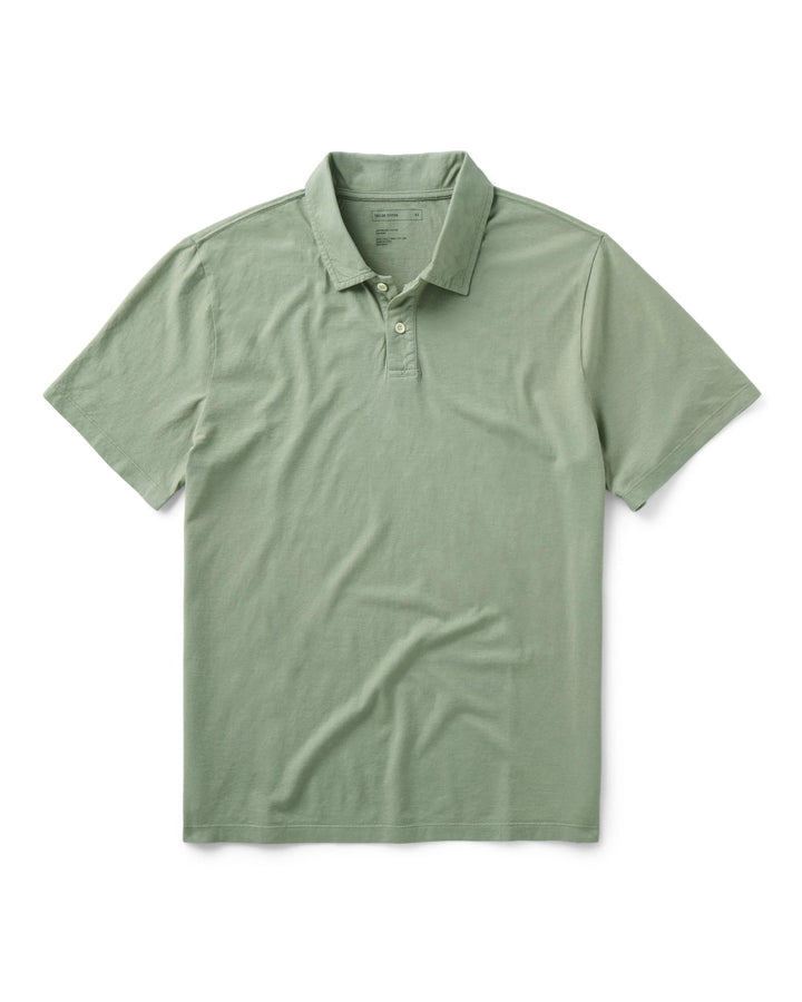 The Cotton Hemp Polo in Sage by Taylor Stitch on a white background