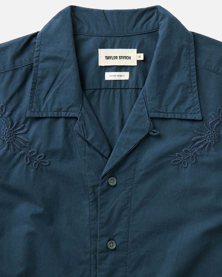 The Davis Shirt in Navy Floral Embroidery and &