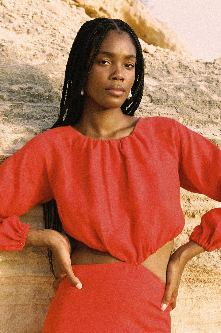 The Emilia Cut - Out Maxi Dress | Red - Echo Market