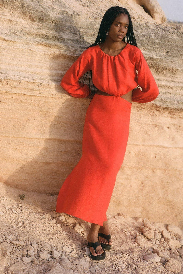 The Emilia Cut - Out Maxi Dress | Red - Echo Market