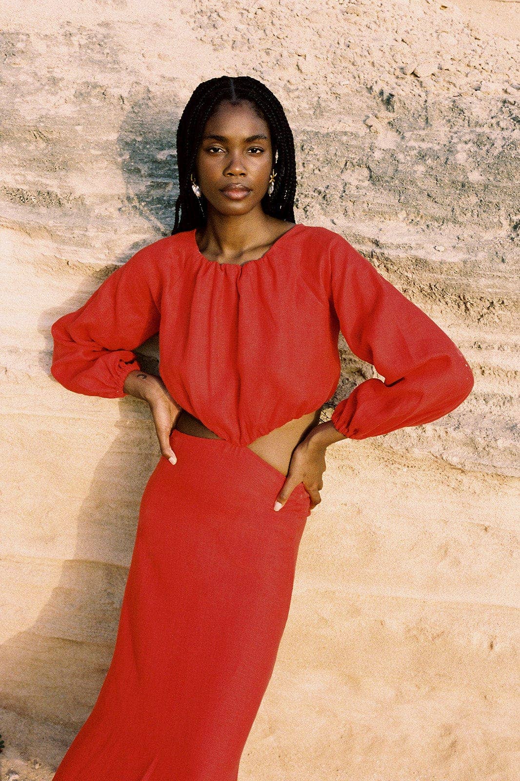 The Emilia Cut - Out Maxi Dress | Red - Echo Market