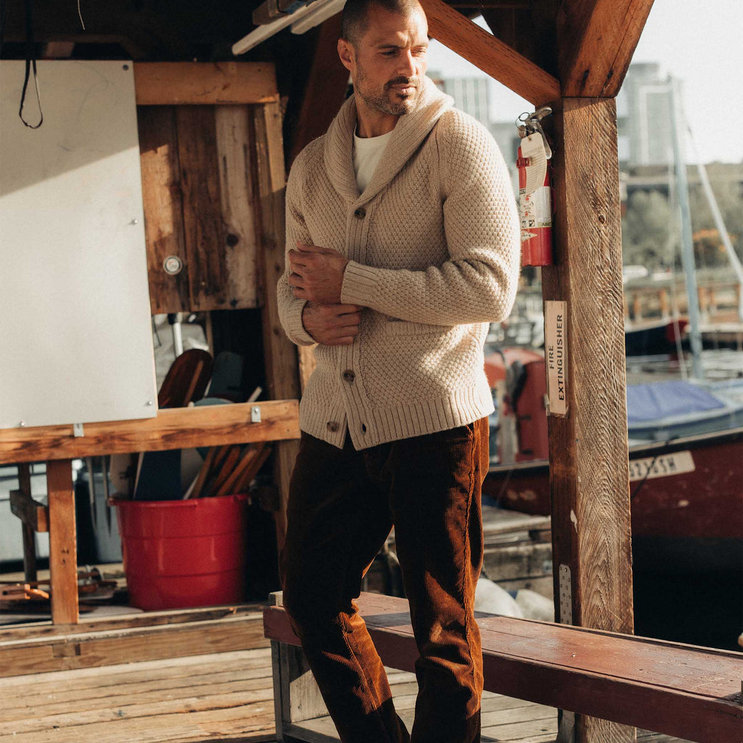 The Fisherman Sweater in Heather Oat Merino - Echo Market