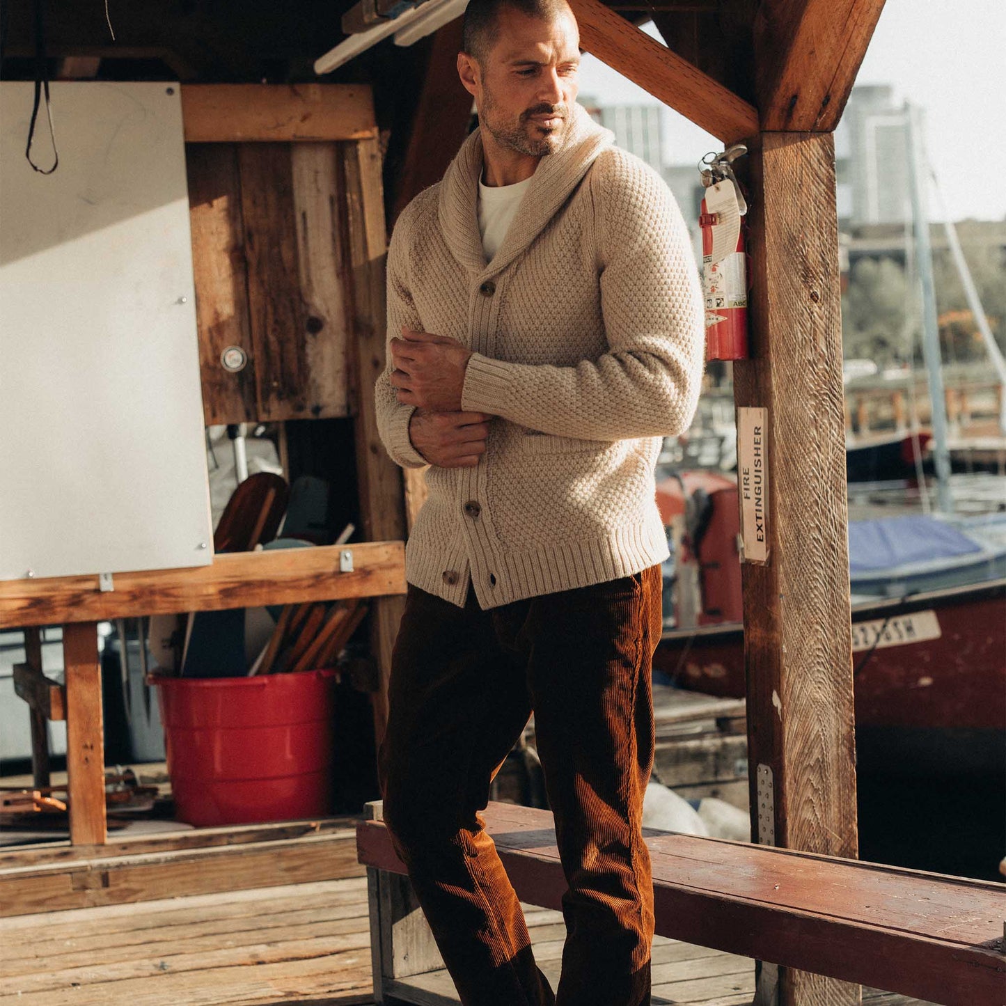 The Fisherman Sweater in Heather Oat Merino - Echo Market