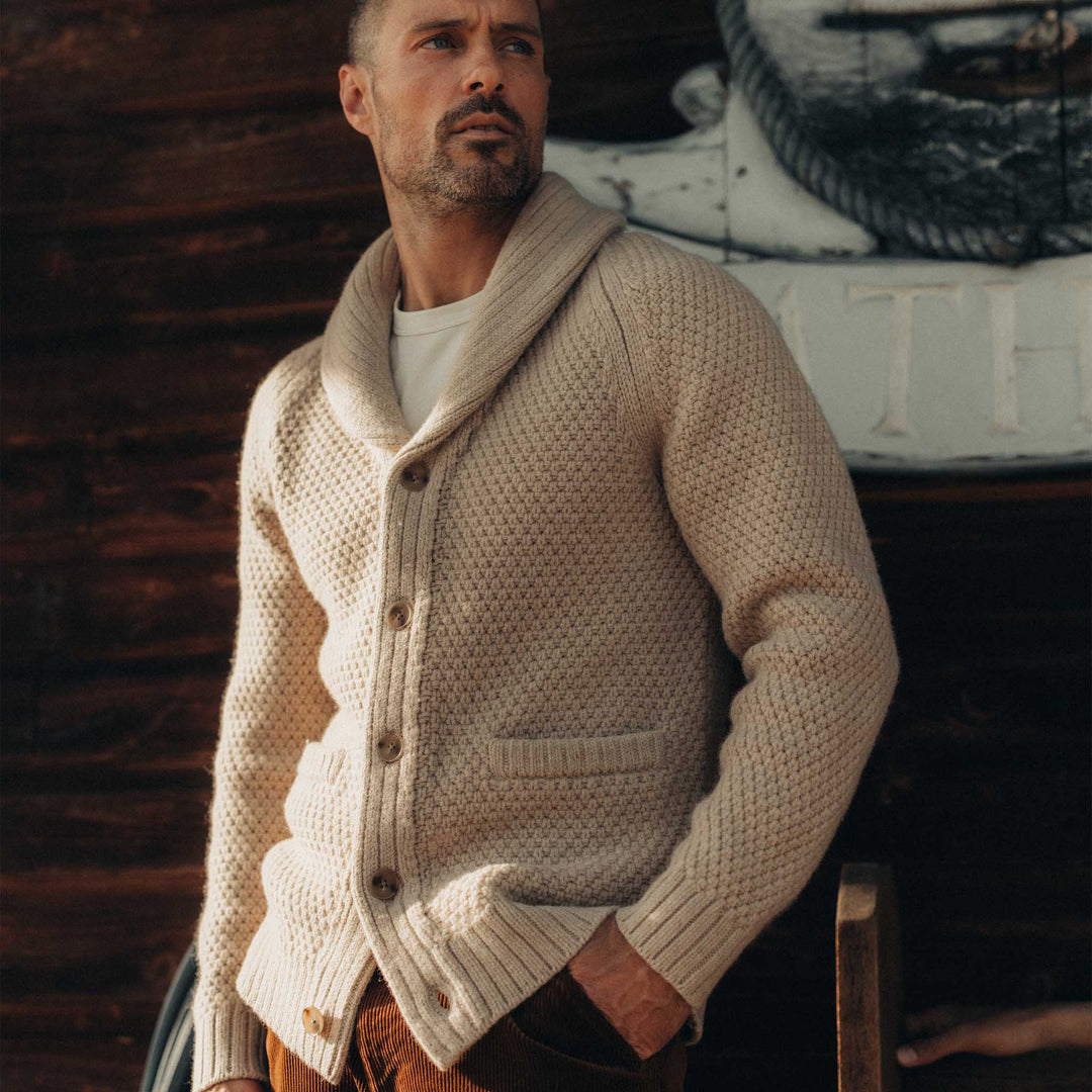 The Fisherman Sweater in Heather Oat Merino - Echo Market