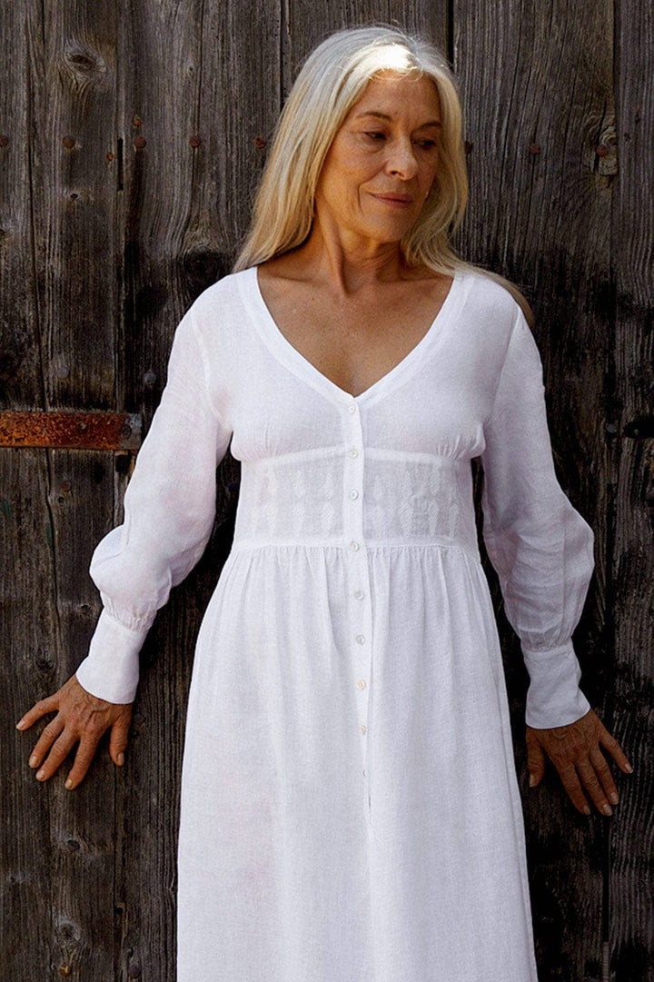 The Gertrude Linen Maxi Dress | White - Echo Market