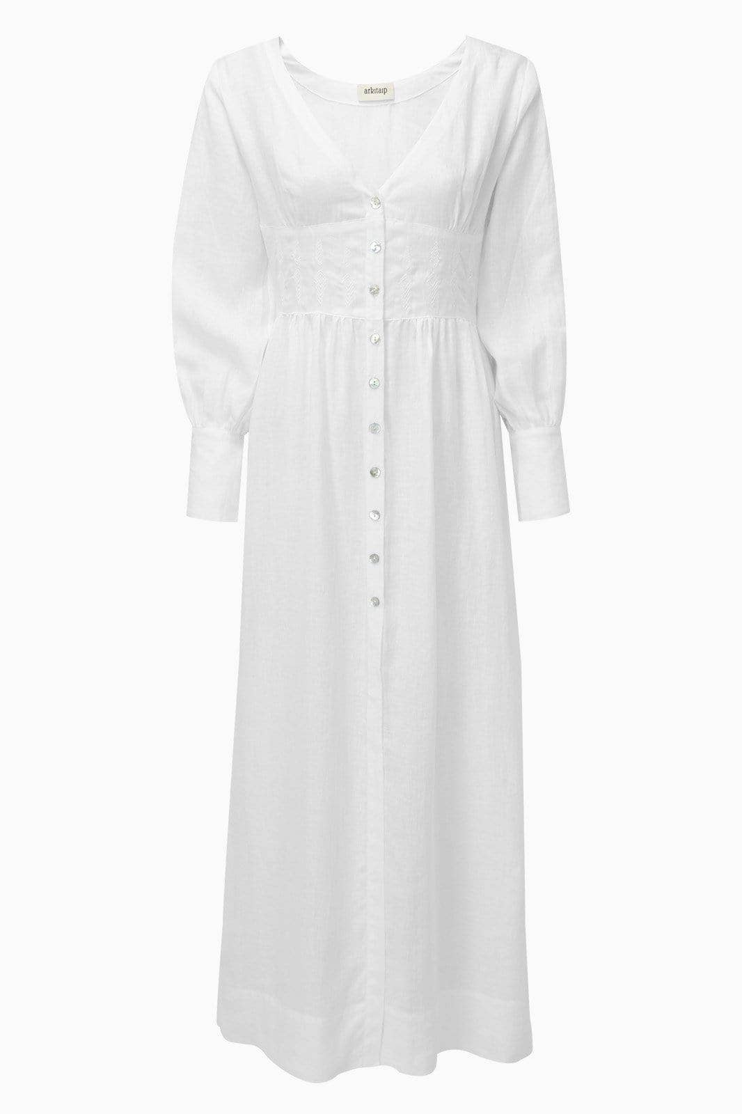 The Gertrude Linen Maxi Dress | White - Echo Market