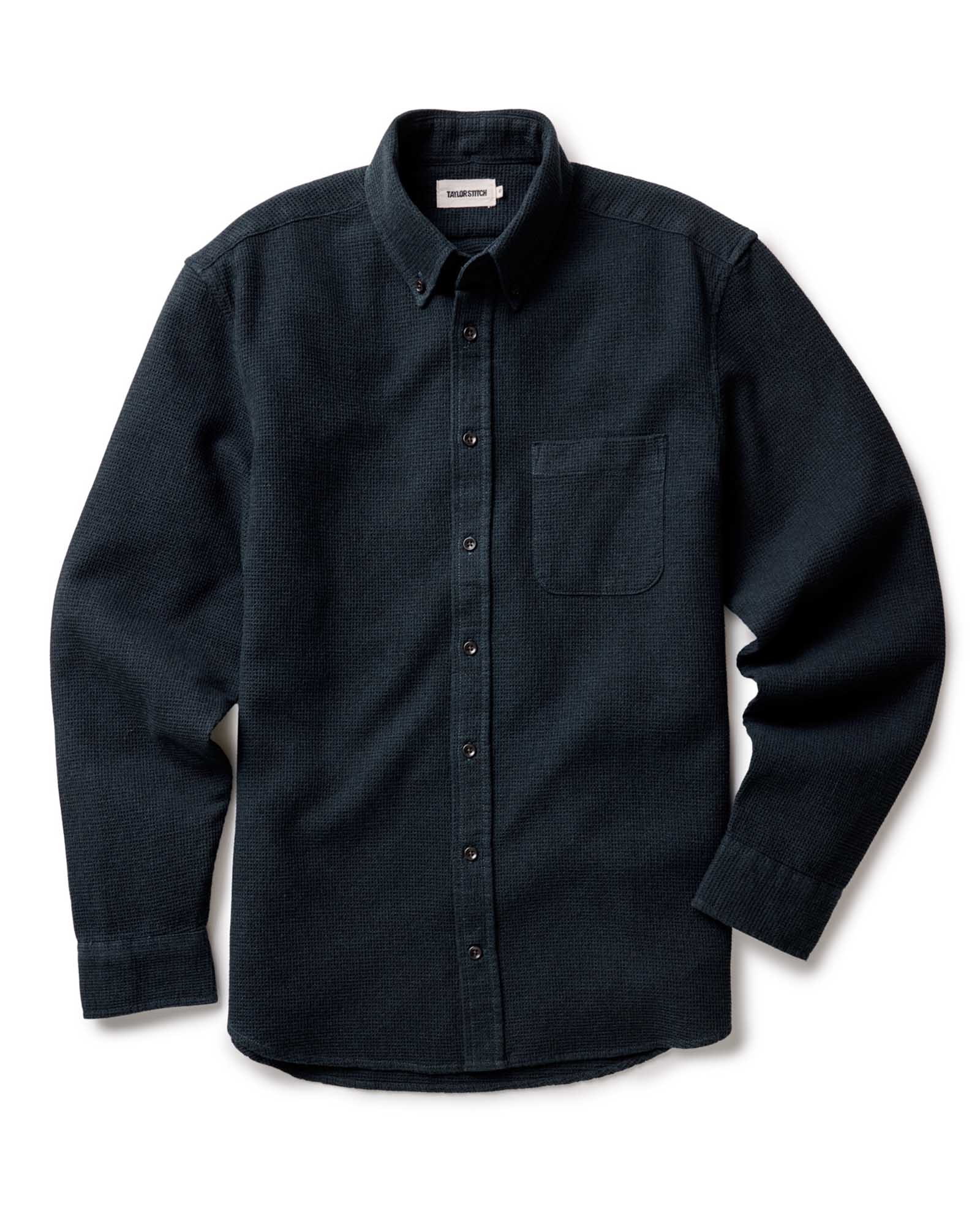 The Jack in Forest Waffle with a single chest pocket, laid flat against a white background.
