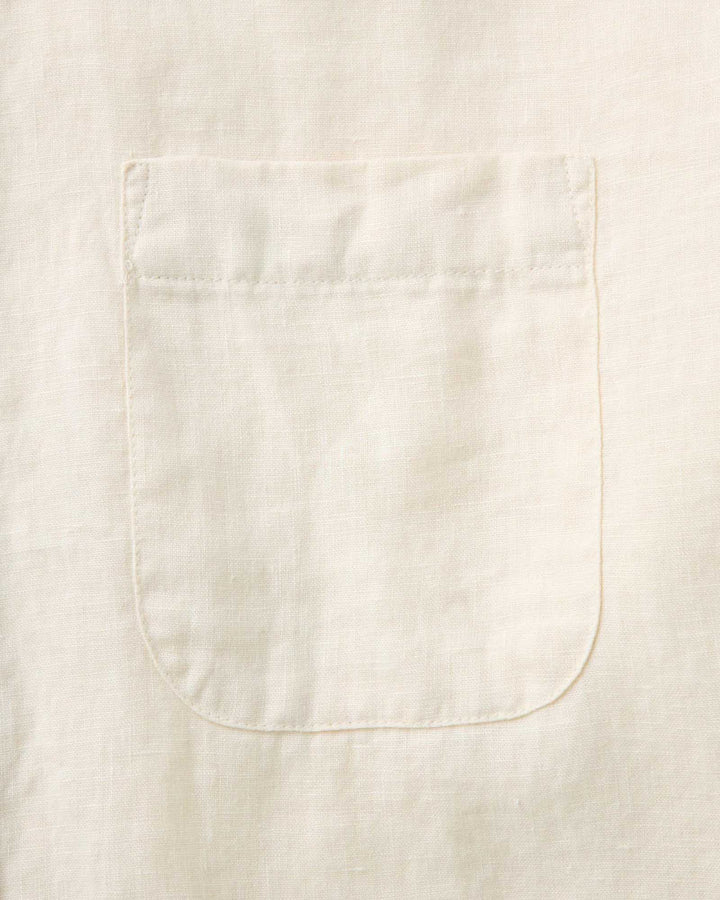 Close-up of a pocket on a vintage white-colored fabric