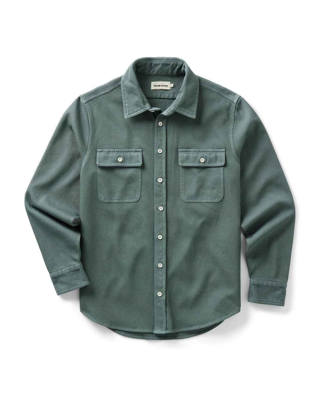 A deep sea ledge long-sleeve button-up shirt with two buttoned chest pockets, displayed flat against a white background.