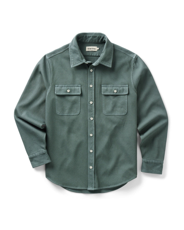 A deep sea ledge long-sleeve button-up shirt with two buttoned chest pockets, displayed flat against a white background.
