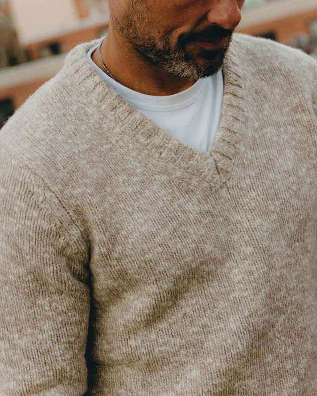The Match V - Neck Sweater | Sable Merino Slub - Echo Market