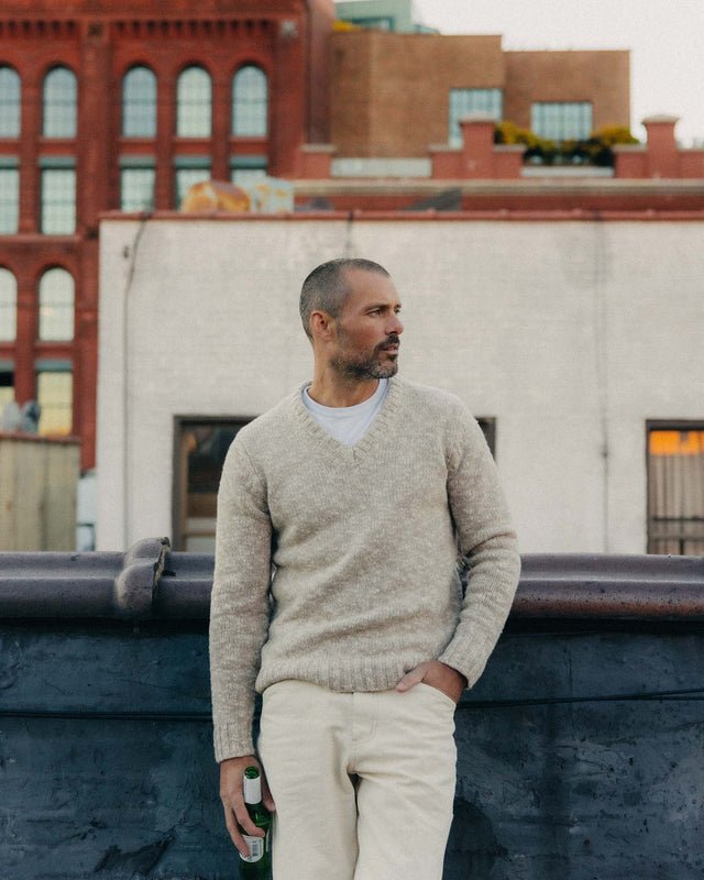 The Match V - Neck Sweater | Sable Merino Slub - Echo Market