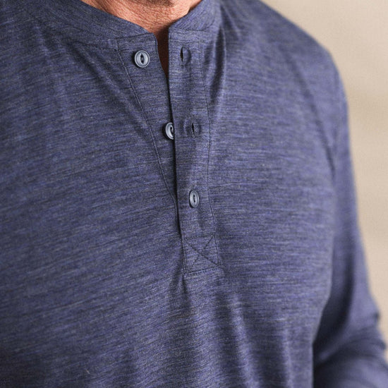 The Merino Henley in Heather Navy - Echo Market