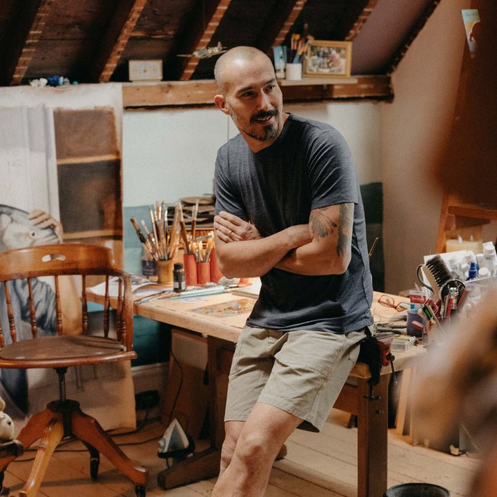 The Merino Tee in Heather Navy - Echo Market